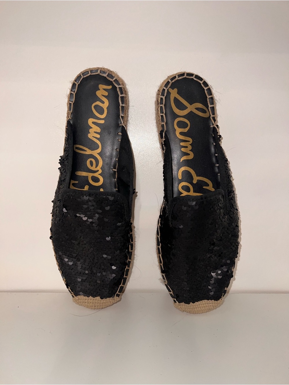 Sam Edelman Black Sequin Espadrille Slip-On